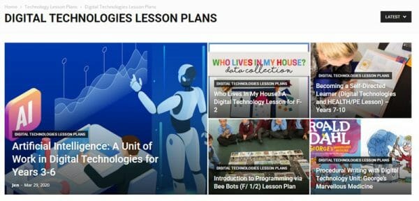 Screenshot of Australian Curriculum Lessons