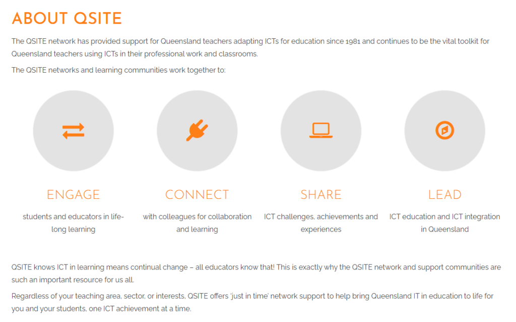 Screenshot of the QSITE About page